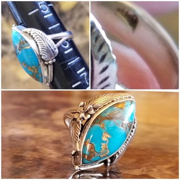 Genuine South Western Copper Turquoise Ring 6 - Picture 7 of 7